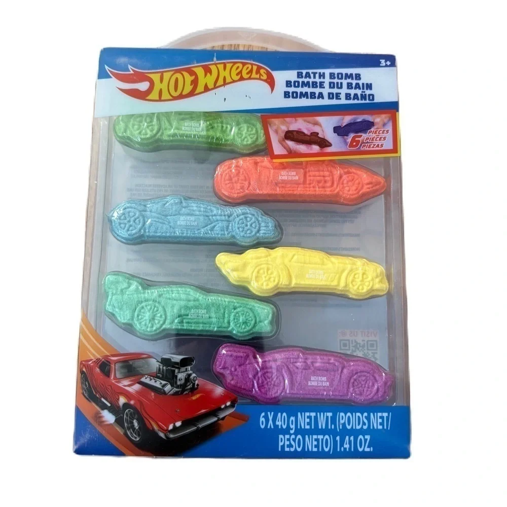 Hot Wheels 6 Piece Bath Bombs for Kids, Bubble Gum Scented, Bath Toys for Kids